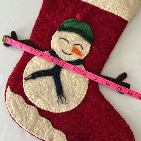 Arcadia Home Cream and Red Jolly Snowman Holiday Stocking - Picture 9 of 12